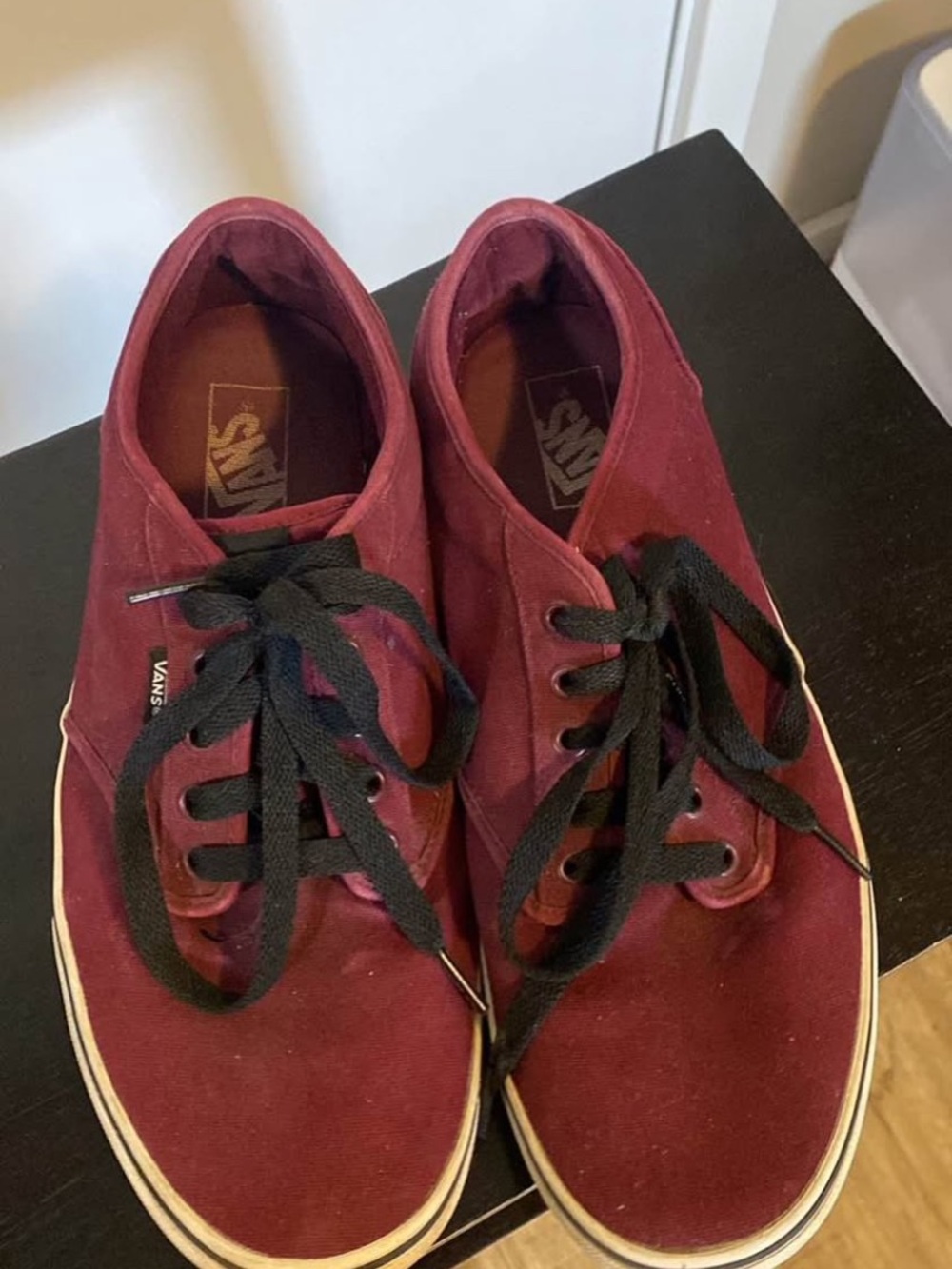 Vans Burgundy Canvas Low-Top Sneakers with Black Laces